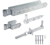 Galvanised Double Strap Farm Gate Hinge Set - Heavy Duty 18" Hinge for Field Gates, Driveways & Stables