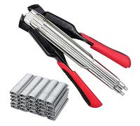 Galvanised Fence Hog Rings Gun Manual C-Type Clip Hog Ring Pliers Kit Automatic Fencing Pliers Stapler for Wire Mesh Pet Cages Car Mattresses (Hog Plier with 100 Rings)