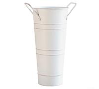 Galvanised Flower Bucket, Large Vintage Distressed Tin Metal Bucket Home Florist Display Decoration, 19x31x13cm (white)