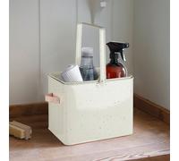Galvanised Housekeeper Box, Speckled Storage Caddy, Leather Handle Box For Toilet Products, Organizer Bin Premier Housewares Silver One Size