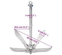 Galvanised Iron Grapnel Four Prong Boat Folding Anchor with Rope