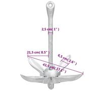 Galvanised Iron Grapnel Four Prong Boat Folding Anchor with Rope