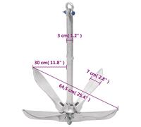 vidaXL Folding Anchor with Rope Silver 12 kg Malleable Iron, Silver