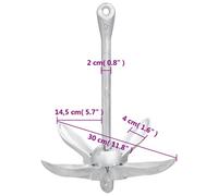 Galvanised Iron Grapnel Four Prong Boat Folding Anchor with Rope