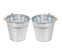 Galvanised Metal Bucket Strong Steel Wooden Handle Water Coal Fire Garden 2Pcs 10L