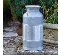 Galvanised Milk Churn Planter Ribbed Metal Garden Flower Pot