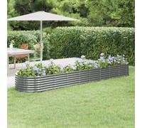 vidaXL Garden Raised Bed Powder-coated Steel 368x80x36 cm Silver UK HOT