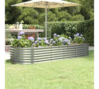 (silver, 224 x 80 x 36 cm) vidaXL Garden Planter Patio Flower Pot Raised Garden Bed Powder-coated Steel