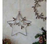 Galvanised Star Mistletoe Wreath W31cm Ivyline Silver One Size