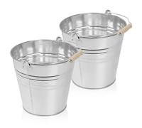 Galvanised Steel Bucket with Handle - Perfect Drinks Cooler for Parties, Cleaning, Garden Storage, Ash and Coal (2, 15 Litre)