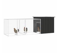 Galvanised Steel Chicken Cage Anthracite 300x91x100 cm with Lockable Door | Ventilated mesh design, extension cage included, sturdy galvanised steel, easy assembly manual, lockable latch, outdoor use