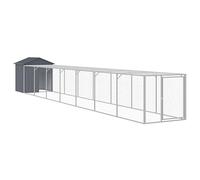 Galvanised Steel Chicken Cage with Run Anthracite 117x813x123 cm | Ventilated mesh sides, latched access door, weather- roof, spacious run for multiple birds