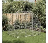 Galvanised Steel Chicken Run 2.5x2x2.25m Outdoor Poultry Enclosure, Hexagonal Mesh Wire, Lockable Door, for Chickens, Ducks, Geese, and Small Animals
