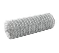 Galvanised Steel Chicken Wire Fence, 25x0.5m Silver, 19mm Square Mesh, 0.56mm Wire Diameter, Weather-Resistant, for Poultry, Garden, and Plant Protection