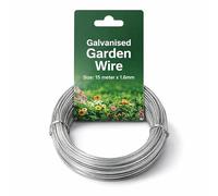 Galvanised Steel Garden Wire 15 M x 1.6 MM Strong, Multi-Purpose, Rustproof for Garden Plant Support, Ties, Wire Fencing, Craft, DIY Projects