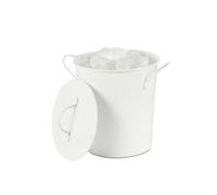 Galvanised Steel Insulated Ice Bucket with Lid - White Metal Ice Bucket for Ice Cubes & Bottle Chilling, Double Wall Insulated Bar Ice Bucket for Home Bar, Parties, Restaurants & Events (3.25L)