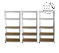 Galvanised Steel & MDF Shelving Units 180cm - Silver Set of Three E-Rax 90cm by Raven