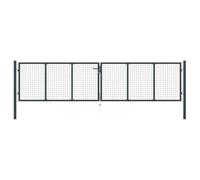 Galvanised Steel Mesh Garden Gate, 400 x 100 cm, Anthracite, Rust Resistant for Garden, Yard & Patio, Includes Posts, Hinges & 3 Keys
