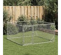 Galvanised Steel Outdoor Dog Kennel 2x2x1 m with Lockable Door, Hexagonal Mesh Large Dog Cage for Se Play and Rest