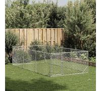 Galvanised Steel Outdoor Dog Kennel with Door, 2x4x1 m Hexagonal Mesh Dog Cage for Large Pets