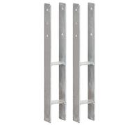 Galvanised Steel Post Brackets Silver 8 x 6 x 60 cm H-shaped with Pre-Drilled Holes Pack of 2 for Fence, Garden, Patio, Privacy Screen, Gazebo and Parasol Attachment