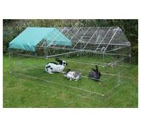 Galvanised Steel Poultry Chicken & Pet Animal Pen Enclosure Run + Sunshade
