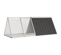 Galvanised Steel Rabbit Cage Anthracite, 201.5x80.5x71 cm Outdoor Small Animal Enclosure, Secure Ventilated Playpen for Ferrets and Rats