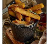 Galvanised Steel Serving Bucket Hammered Silver 10cm - Rustic Food Presentation Chip Bucket