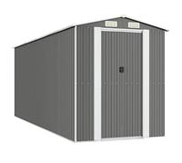 Galvanised Steel Tool Shed Light Grey 192 x 523 x 223 cm Large Storage Space with Sliding Door Weatherproof for Garden, Tool Storage and Outdoor Use
