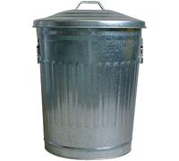 Galvanised Steel Trash Can 30L American Style Metal Bin With Lid Garden Storage