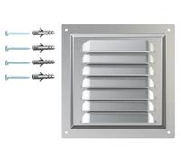 Galvanised Steel Ventilation Grille - Air Vent Cover with Protective Mesh - Rust-Resistant for Wall or Ceiling - Square 150 x 150 mm / 6" x 6" - Indoor Outdoor Use.