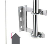 GALVANISED TV Aerial Wall Mounting Kit - Straight 6 Foot Pole/Mast Outdoor Bracket - Loops