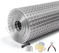 Galvanised Welded Wire Mesh Roll 50cm x 4.2m, 6mm Mesh, 1mm Wire Thickness, Metal Garden Fencing for Small Animals, Poultry, Chicken Coop, Grey