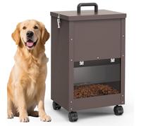 Galvanized Automatic Dog Feeder for Large Breeds, 40L Dog Food Dispenser with Wheels for Large, Gravity Metal Food Feeder