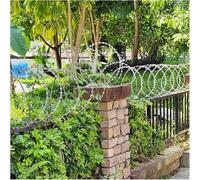 Galvanized Barbed Wire Fencing 10m - Dual Spiral Security Fence for Garden & Commercial Use, 80cm Coil Diameter, Durable, Weather-Resistant, Heavy-Duty Protection