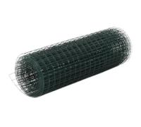 Galvanized Green Welded Wire Fence 25x0.5m with PVC Coating, 16mm Mesh, Weather-Resistant, Ideal for Garden, Protects Rabbits & Chickens