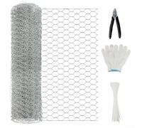 Galvanized Hexagonal Wire Mesh 35cm x 5m Tools Included Flexible | Made with hot-dip galvanized steel wire for outdoor use Wire diameter 0.6mm Includes cutters gloves 50 cable ties for