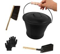 Galvanized Irons Fireplaces Tool Set Bucket Shovel Brush Gloves for Ashes Collection Transport Portables Fireplaces Ashes Carriers with Storage Rope