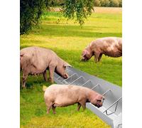 Galvanized Livestock Feed Trough & Waterer for Pigs, Sheep, Horses, Alpacas - Durable Outdoor Feeder for 5-10 Adult Animals, 8 Card Slots for Easy Feeding
