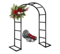 Galvanized Metal Garden Arch Sturdy Rose Trellis for Climbing Plants Outdoor Wedding Decoration Weather Resistant Black Arbor (W180 x H220cm)