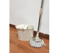 Galvanized Metal Mop Bucket 13L litres Large Galvanised Industrial Reinforced Heavy Duty Thick Metal Mop Bucket for Home Office General Cleaning (Off-White)