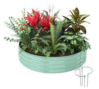 Galvanized Metal Planter Round Raised Garden Bed Kit for Gardening Outdoor，2x2x1ft Planter Grow Garden Box Raised Flower Bed，Round Galvanized Planter Outdoor Metal Fire Pit Ring Green