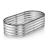 Galvanized Metal Raised Garden Bed for Outdoor Gardening 4×2×1 ft // Easy-to-Assemble Garden Bed Kit for Vegetables and Plants // Sturdy Steel Raised Planter Box (Silver) // Tool-Free Assembly