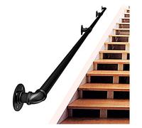 Galvanized Pipe Railing for Indoor & Outdoor Stairs7ft Black Industrial Metal HandrailSafe Support for Elderly & KidsDurable Mounting Hardware Included