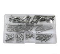 Galvanized R Type Cotter Pin Set 60pcs Spring Hook Clip Assortment Boxed Steel Fasteners for Marine Equipment Assembly Multiple Dimensions(A)