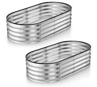 Galvanized Raised Garden Bed Outdoor // 4×2×1 ft (2-Pack) Planter Boxes Raised Beds for Outdoor Plants, Vegetables, Gardening // Large Metal Raised Garden Bed Kit (Silver) // Tool-Free Assembly