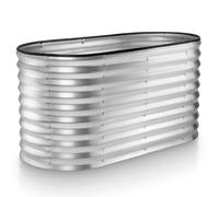 Galvanized Raised Garden Beds Outdoor // 4×2×2 ft Planter Raised Beds for Gardening, Vegetables, Flowers // Large Metal Garden Box (Silver) // Patented Tool-Free Design