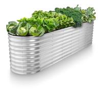 Galvanized Raised Garden Beds Outdoor // 8×2×2 ft Planter Raised Beds for Gardening, Vegetables, Flowers (Silver) // Large Metal Garden Box // Patent Pending Tool-Free Assembly