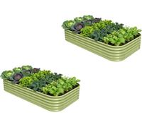 Galvanized Raised Garden Beds - Versatile Metal Planter Boxes For Kitchen, Garden Borders & Custom Layouts, Perfect For Home Vegetable & Flower Gardening Green 8x4x1.5ft (2-Pack)