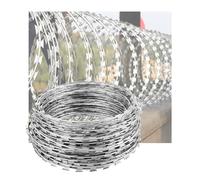 Galvanized Razor Barbed Wire for Secure Fencing, 70m Helix Coils, 45cm Single Spiral, Ideal for Commercial & Residential Properties, Garden Security Solutions